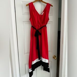 Motherhood maternity watermelon pink-red dress w/black & white accent - size xl